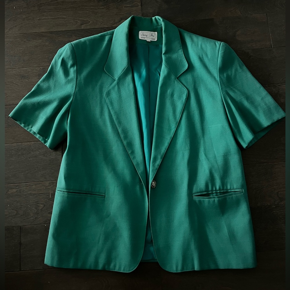 Vintage Green Summer Blazer
